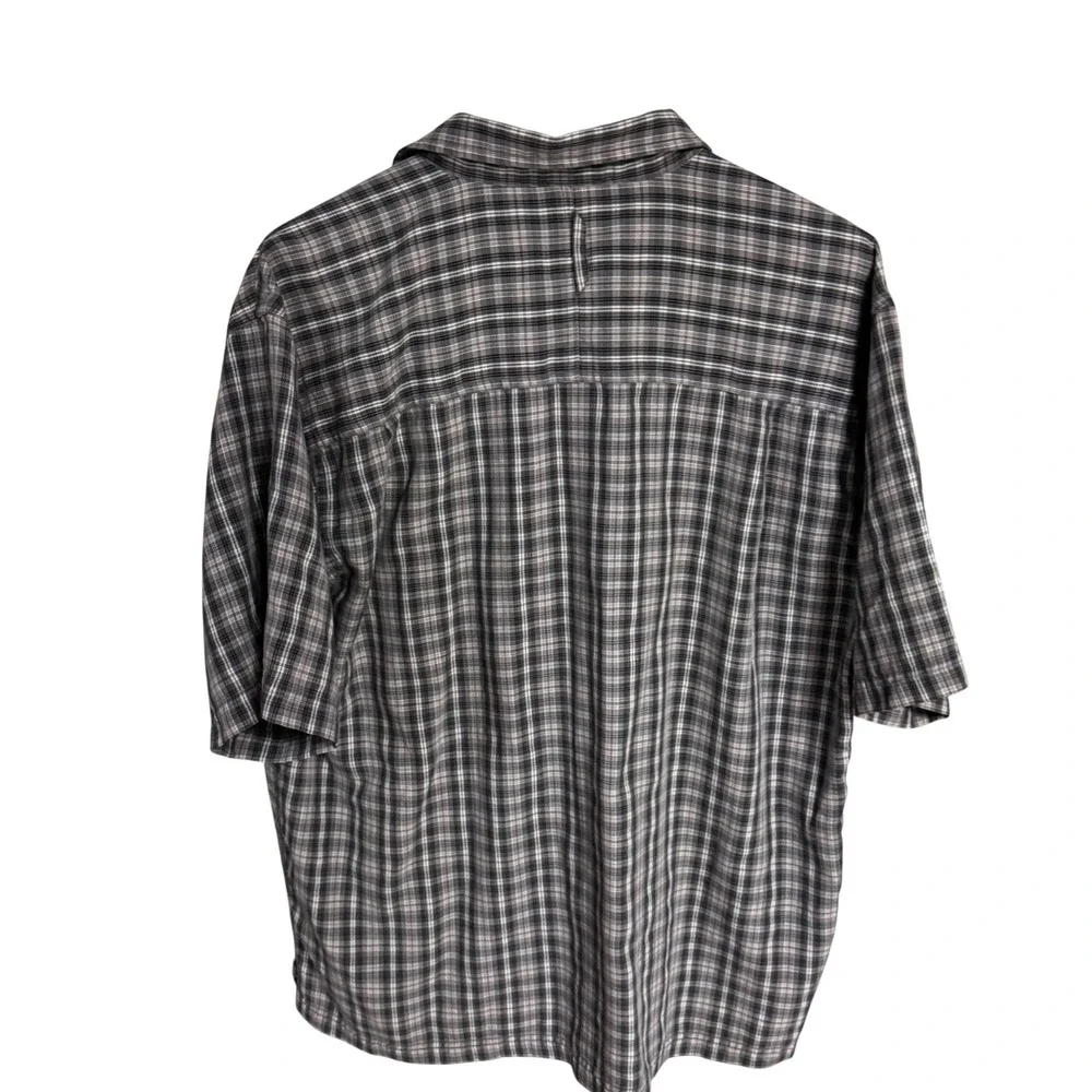 The North Face Mens Large Grey‎ Plaid Short Sleeve Button Up Hiking Shirt L/G